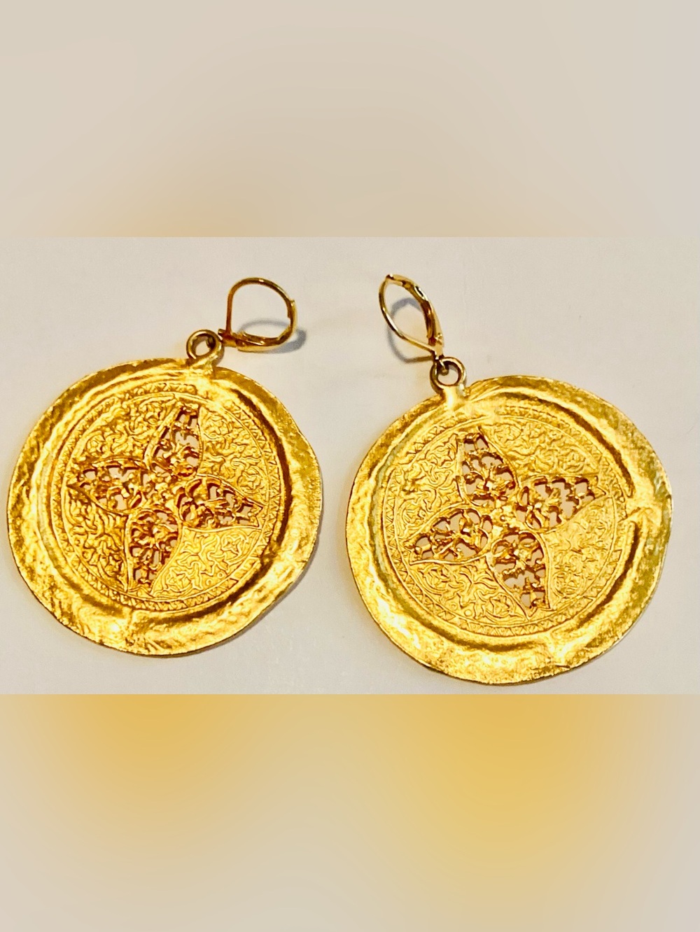 Kenneth Jay Lane Hammered Gold Coin Earrings